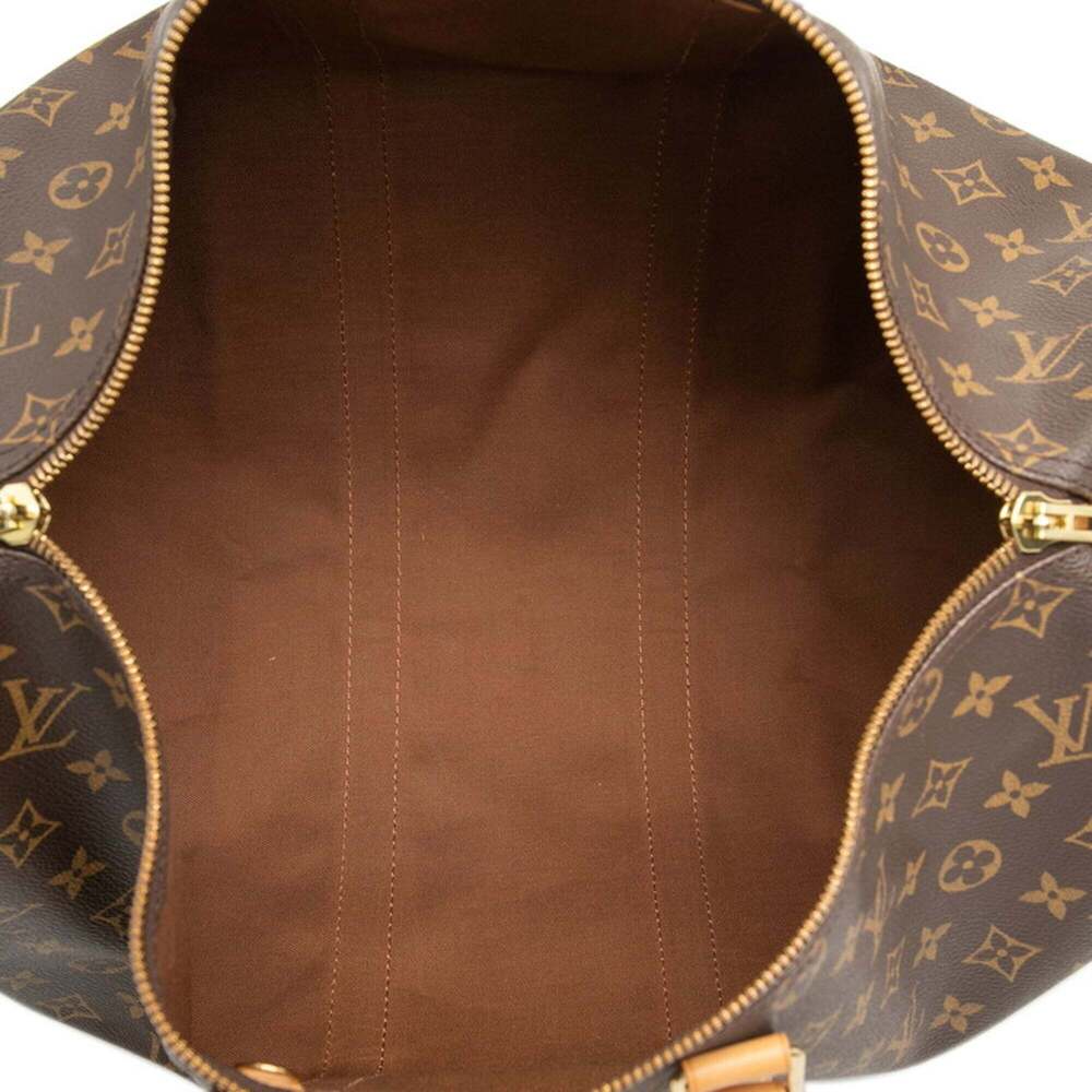 LOUIS VUITTON Brown Monogram Leather Keepall 45 Boston Bag - Picture 4 of 6